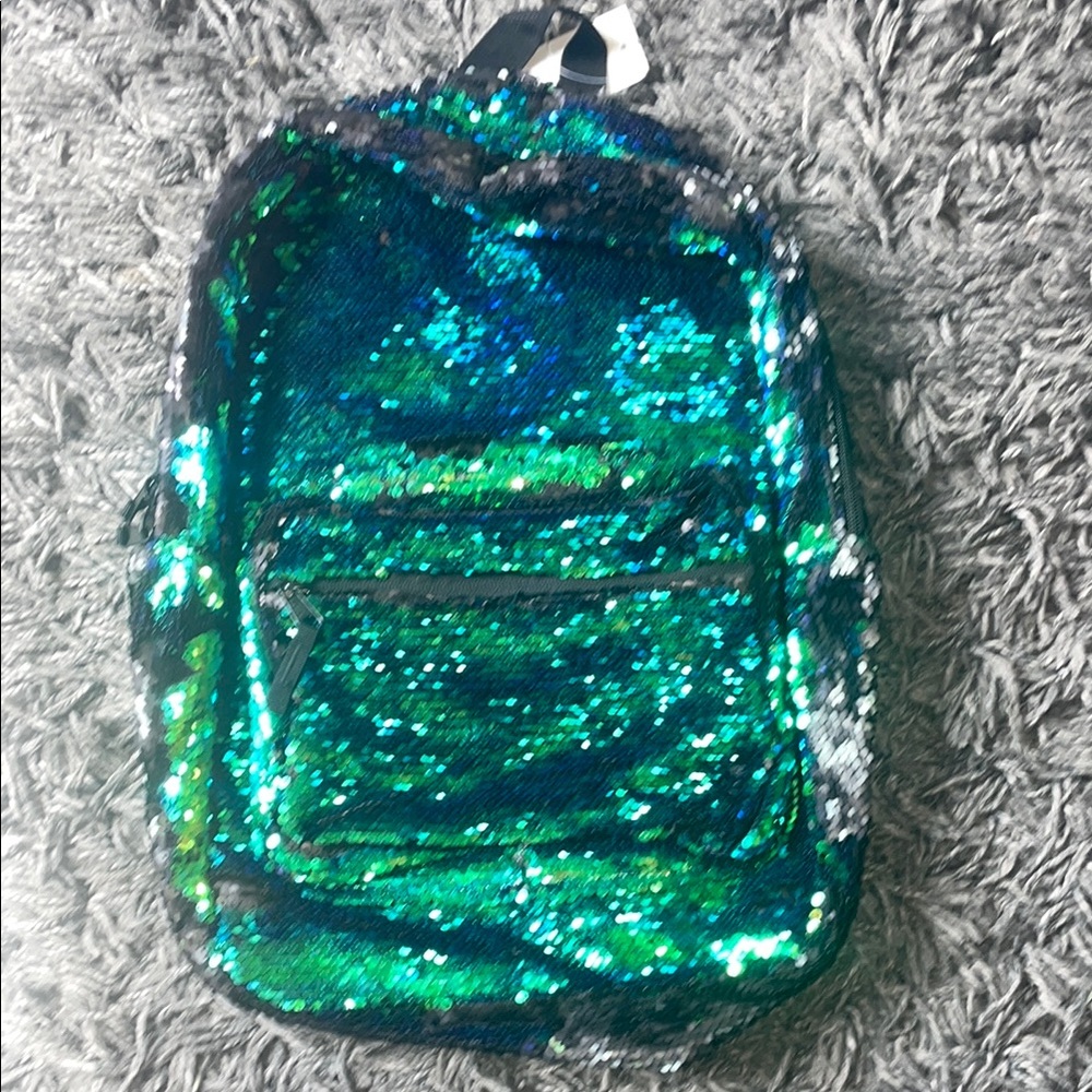 Journeys Sequin Backpack in Black and Green NWT